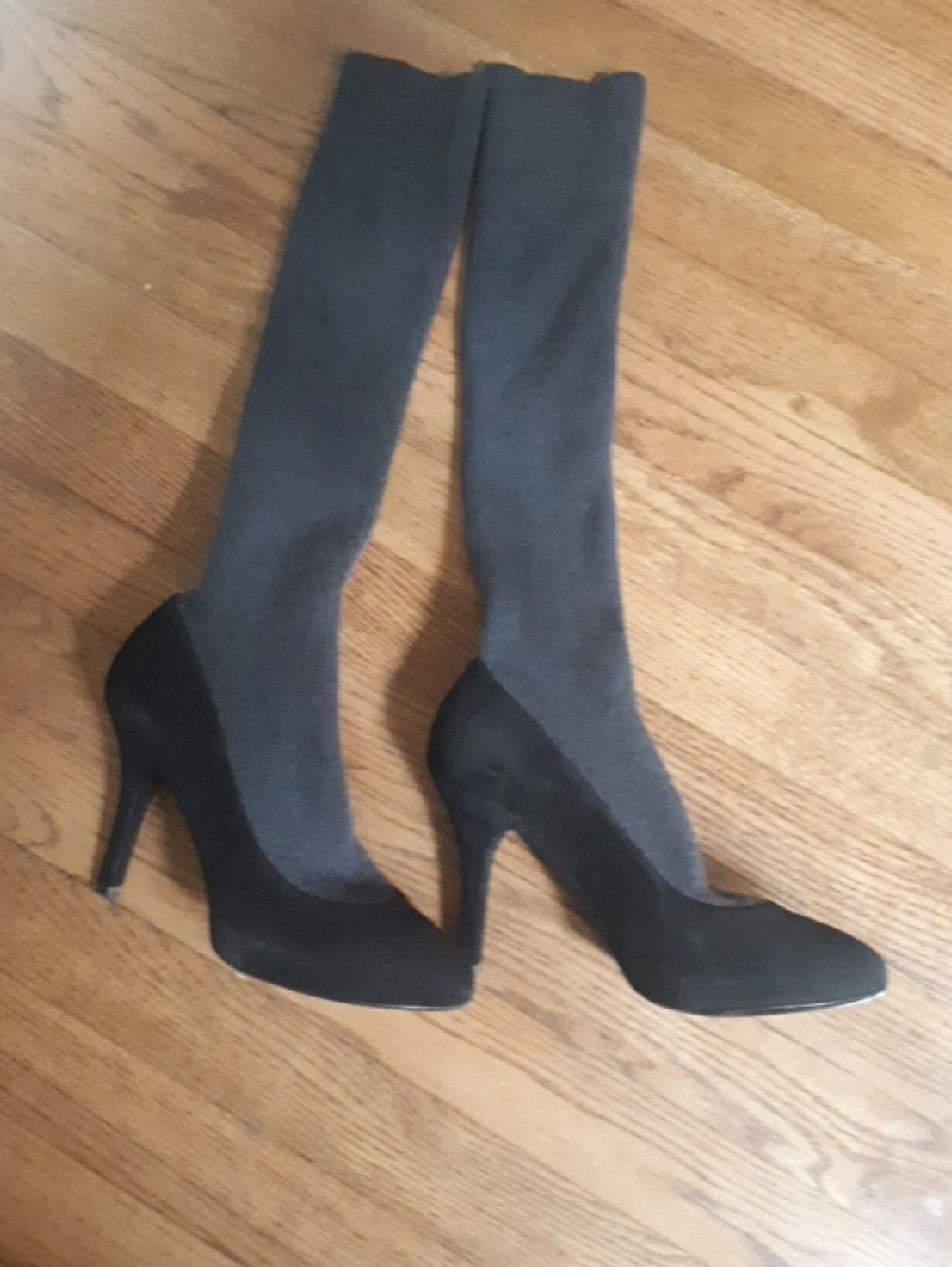 Dolce & Gabbana Black Pointed Toe Suede Pumps With Socks